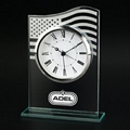 US American Flag Glass Clock